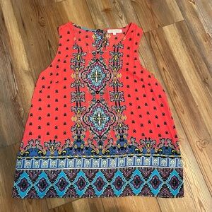 Large Rose & Thyme sleeveless top. Coral color.
